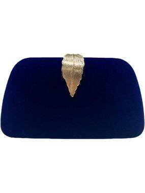 〽️Women's Blue Metallic Leaves Clasp Banquet Elegant Clutch Purse Evening Bags